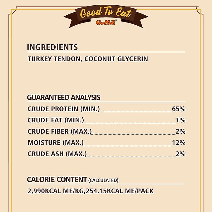 Gootoe Turkey Tendons for Dogs –All-Natural, Hypoallergenic Dog Treats, Rawhide Alternative, Long Lasting Puppy Chews, Healthy Dog Treats for Medium Breeds, Sliced (M), 16 oz Pack (1 lb)