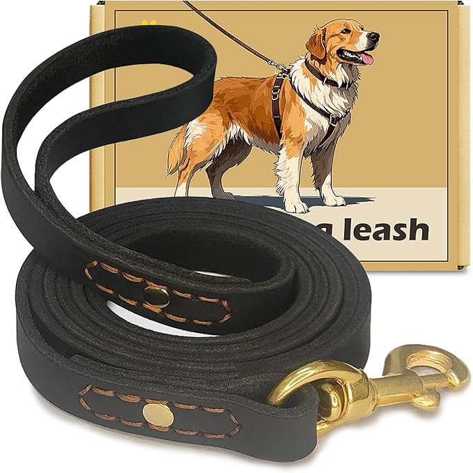 Leather Dog Leash 6 ft x 3/4 inch,Strong and Soft Heavy Duty Genuine Leather Dog Leash for Large, Medium, Small Dogs Premium Leather Leash for Dogs