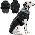 DENTRUN Extra Large Warm Dog Jacket - Windproof Water Repellent Reflective Coat, Adjustable Plush Turtleneck, Easy Wear Fleece Lined Cold Weather Vest for Great Dane, Black, XXXL