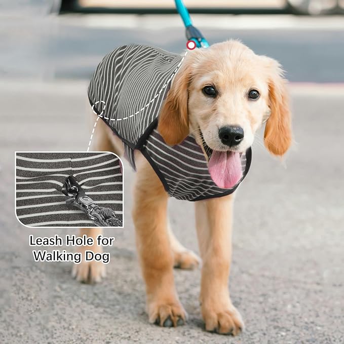 ROZKITCH Stripe Dog Winter Coat Soft Pullover Pajamas, Pet Windproof Warm Cold Weather Jacket Vest Cozy Jumpsuit Apparel Outfit Clothes for Walking Hiking Travel Sleep Stripe S