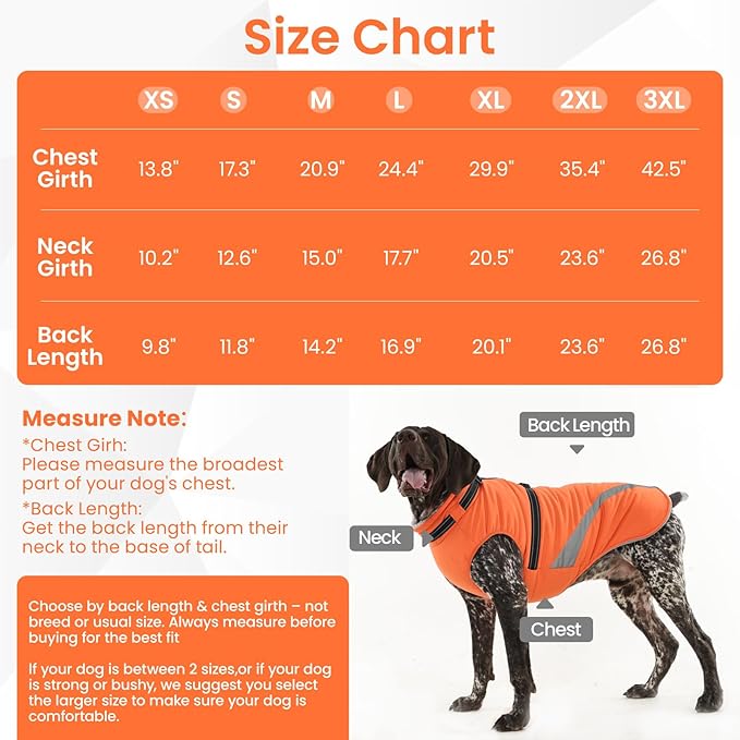 QBLEEV Small Dog Coat, Dog Jackets for Small Dogs, Winter Warm Waterproof Chihuahua Cold Weather Vest with Harness, Windproof Puppy Yorkie Reflective Fleece Dogs Snowsuit for Maltese, Orange, S