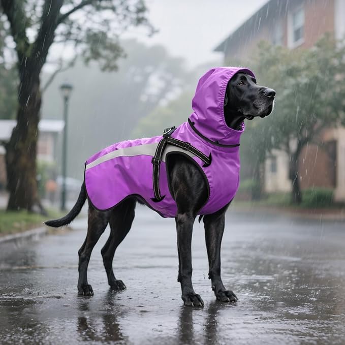 Mosucoirl Dog Raincoat Waterproof Raincoats for Dog Reflective Dogs Rain Jackets with Hood Hoodie Pet Rain Poncho Coat for Small Medium Large Dogs Puppies S-XXL (Purple, XL)