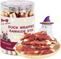 PAWUP Dog Duck Treat Rawhide Sticks, Natural Dog Chew Duck Wrapped Rawhide for Small Dogs, Healthy Hide Twists w/Taurine, 12.5 oz