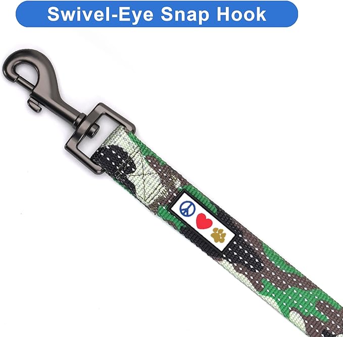 Pawtitas 6 FT Puppy Dog Leash - Comfortable Handle, Highly Reflective, Heavy Duty Training Leash - Available in Small, Camo Green