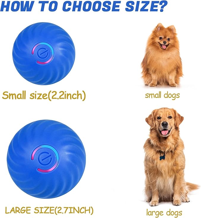 Interactive Dog Ball, Automatic Moving Toy Ball with Cover for Large Dogs, Self Rolling Best Boredom Toys for Gift, Dog Toys to Keep Them Busy(Orange, Small 2.2in)