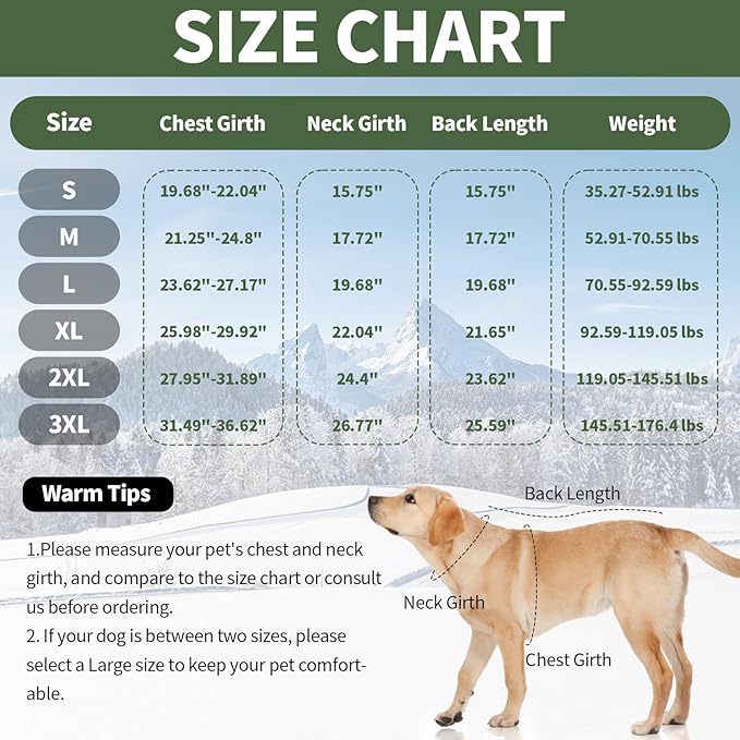 IDOMIK Dog Winter Coat for Medium Dogs, Warm Dog Winter Jacket with Fleece High Collar, Zippered Cold Weather Coats for Dogs, Waterproof Doggy Snow Jacket Clothes,Green,M