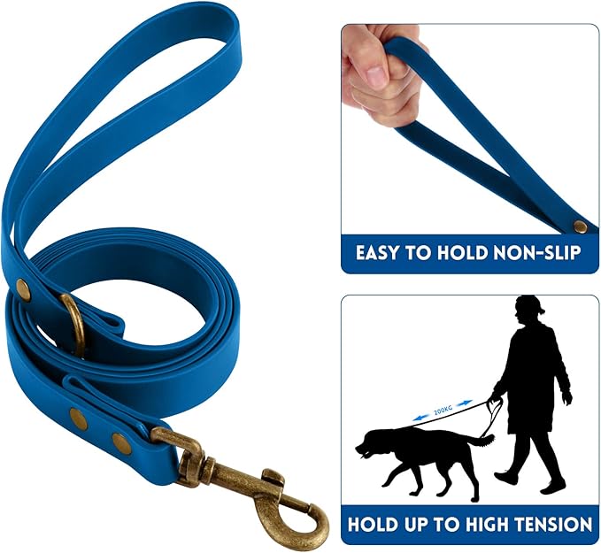 Wisedog Dog Collar and Leash Set, Waterproof Adjustable Puppy Collars with Cute Tag 6FT Dog Leash with Poop Bag for Small Medium Large Dogs (XL(Collar:16"- 25.5";Leash:6 ft), Blue)