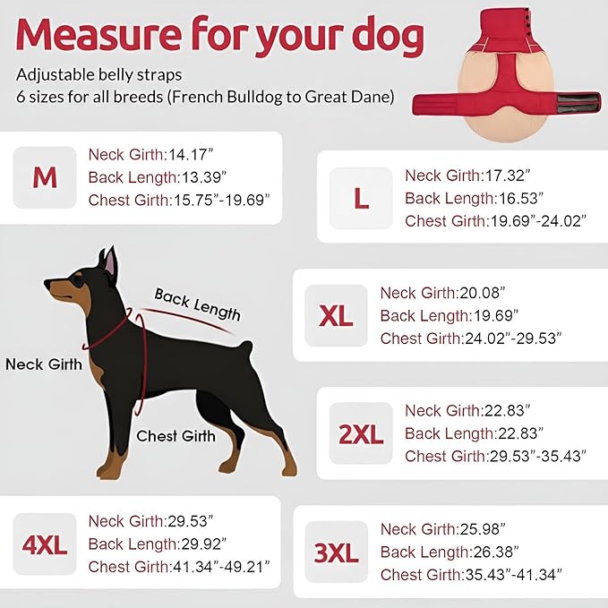 ASENKU Warm Dog Coat, Waterproof Dog Jackets for Large Dogs with Reflective Fleece Vest Turtleneck with Button,Windproof Cold Weather Coats for Small Medium Large Dogs, Dark Red, 4XL