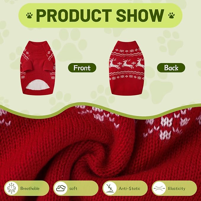 Christmas Dog Sweaters for Small Medium Large Dogs Classic Turtleneck Holiday Xmas Pet Clothes Cozy Stretchy Sweater for Chihuahua, Bulldog, Dachshund, Pug X-Large