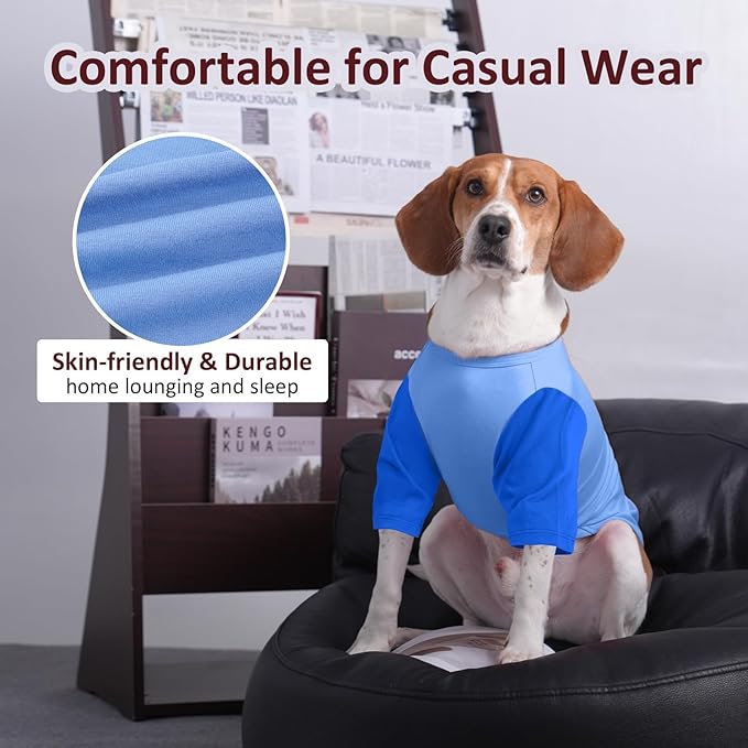 2 Pack Dog Shirt for Large Dogs XXL - Soft Breathable Cotton Tees, Freedom of Movement Prevents Overheating Dog Clothes for Border Collie, Pitbull, Boxer, Hiking, Play, Casual Wear, Blue