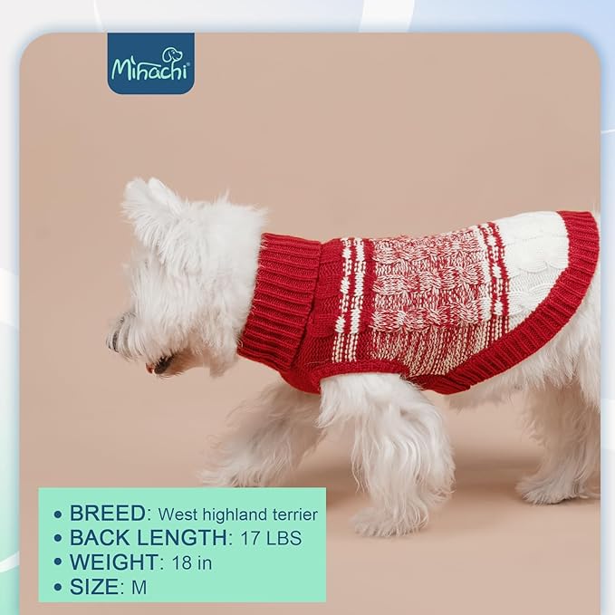 Mihachi Dog Sweaters for Large Dogs Girl Boy,Soft Warm Dogs Shirt, Cold Weather Dog Coat Turtleneck Knitted Pullover Dog Clothes Costume with Leash Hole for Large Cat Puppy Doggy Pet,Red L