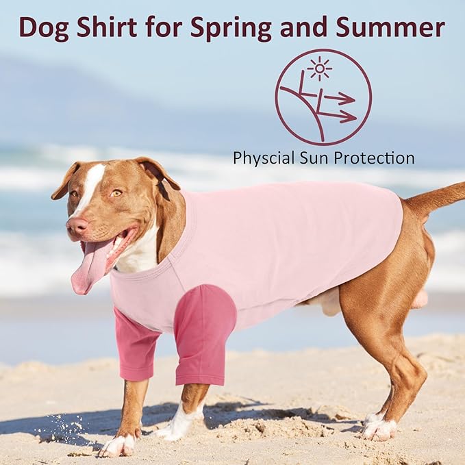 2 Pack Large Dog T-Shirts 3XL - Breathable Lightweight Cotton Shirt for Dogs, Shedding Control Sun Protection Summer Clothes for Large Breed Husky, Labrador, Day Walk, Sea, Park Play, Pink