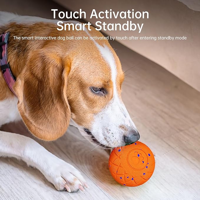 Interactive Dog Toys Dog Ball,Durable Motion Activated Automatic Rolling Toys for Medium/Large Dogs,Automatic Moving, Bouncing,and Rotating,E-TPU Material, IP54 Waterproof (Orange)