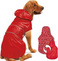 Dog Raincoat Reversible, Single Side Slicker Poncho Adjustable Waterproof Dog Rain Jacket with Leash Hole/Reflective Stripe Hooded Snowproof Windproof Clothes for Small to 3X-Large Dogs, M