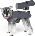 KYEESE Waterproof Dog Coat, Windproof Warm Winter Jacket with Thick Fleece Lined, Turtleneck Dog Coats for Small Dogs with Leash Hole, Reflective Outdoor Cold Weather Coat, Gray, Medium