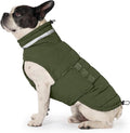 Dog Coat, Waterproof Winter Jacket, Warm Windproof Jacket, Reflective Adjustable Turtleneck Coats for Small Dogs with Hook & Loop - Green - S