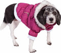 PET LIFE Classic Metallic Fashion Pet Dog Coat Jacket Parka w/ 3M Insulation and Removable Hood, X-Small, Metallic Pink