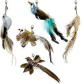 Whiskertons Interactive Bird Simulation Cat Toy Set, Interactive Cat Toys for Indoor Cats, Cat Feather Toy, Self-Holding Suction Base, 5 Replacement Birds, Feathers & Bells (5 Replacement Birds)