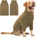 Queenmore XL Dog Sweater,Christmas Dog Sweaters for Extra Large Dogs Girl Boy,Warm Soft Fall Doggy Pullover Clothes,Turtleneck Knitted Pet Winter Apparel for Golden Retriever,Labrador(Camel,XL)