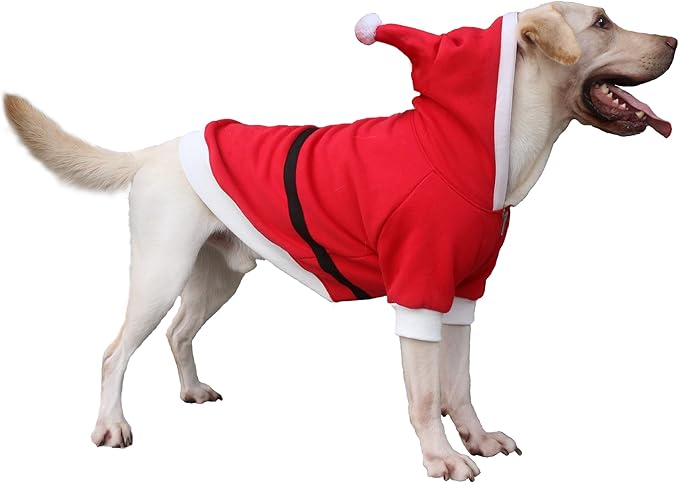 Santa Claus Father Christmas Costumes Clothes for Extra Large Dogs Hoodies Labrador Rottweiler Great Dane, Red, 3X-Large