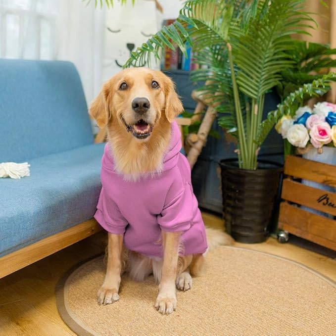 KOOLTAIL Basic Dog Hoodie - Soft and Warm Dog Hoodie Sweater with Leash Hole and Pocket, Dog Winter Coat, Cold Weather Clothes Sweatshirt for Small Medium Large Dogs Puppy Cat Boys Girls Pink XL/XXL