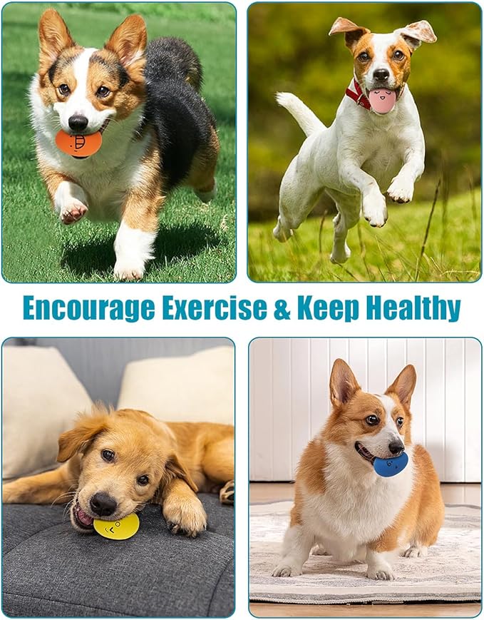 Dog Toys Squeaky, Interactive Funny Puppy Ball Pack, Latex Rubber Squeak Pet Toy Egg Balls for Puppies Small Medium Breed Dogs