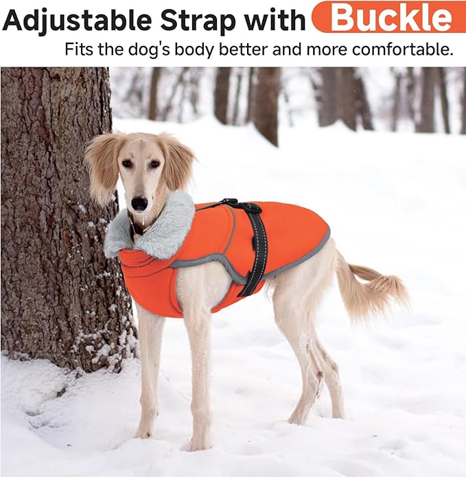 Lelepet Warm Dog Winter Coat Reflective Dog Jacket Fleece Vest Waterproof Windproof Cold Weather Coats with Adjustable Buckle Plush Turtleneck Pet Snowsuit for Small Medium Large Dogs,Pug,Beagle,L