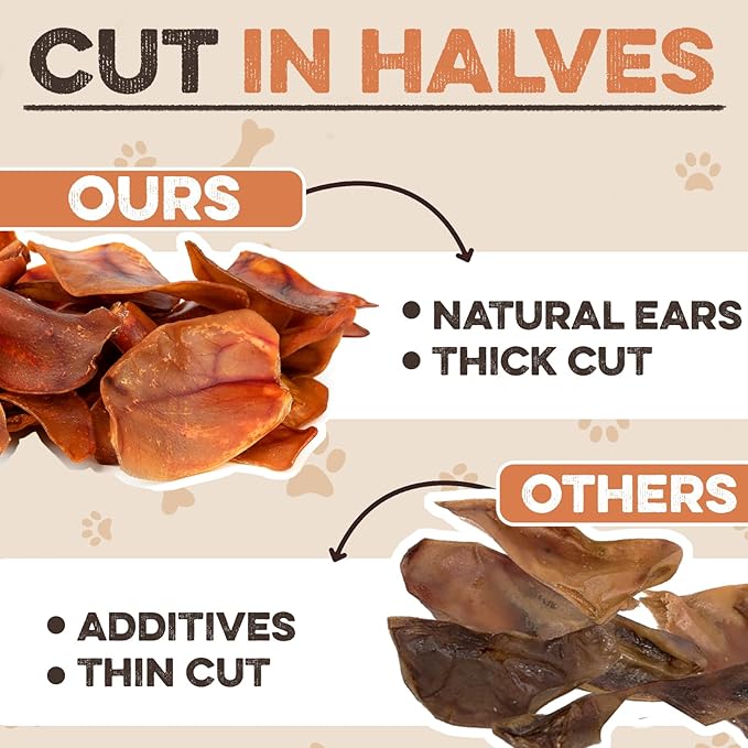 BRUTUS & BARNABY Pig Ear Halves for Dogs, 15 Ct. – All-Natural Single Ingredient Dog Chews, Slow Cooked & Fully Digestible Rawhide Alternative