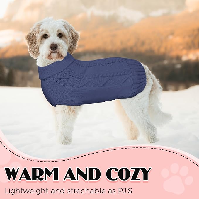 Dog Sweaters for Small Medium Large Dogs Girl, Soft Warm Turtleneck Pup Dogs Shirt, Double Knitting Collar for Outdoor Playing, Warm Dog Clothes