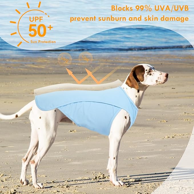 2 Pack Summer Dog Shirt, Quick Dry Cooling T-Shirts for Large Dogs, Sun Protection Breathable Vest, Durable Regulate Temperature Dog Clothes, Blue+Grey, 4XL