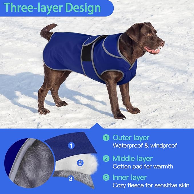 MIGOHI Reflective Waterproof Windproof Coat for Dogs - Cold Weather - Warm Dog Jacket - Reversible Stormguard Winter Vest - Small to Large Sizes (Navy, XL)