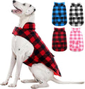 Kuoser Dog Winter Coat, Windproof Dog Fleece Jacket British Style Plaid Cold Weather Doggie Vest Coats, Reversible Cozy Warm Pet Clothes Apparel for Large Size Dogs XL