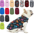 BEAUTYZOO Small Dog Sweater Fleece Vest Winter Jacket, D-Ring Leash Attachment for XS S Puppy Medium Sized Breeds Dogs, Cold Weather Dog Clothes Windproof Keep Warm, Black Bones Paw XS