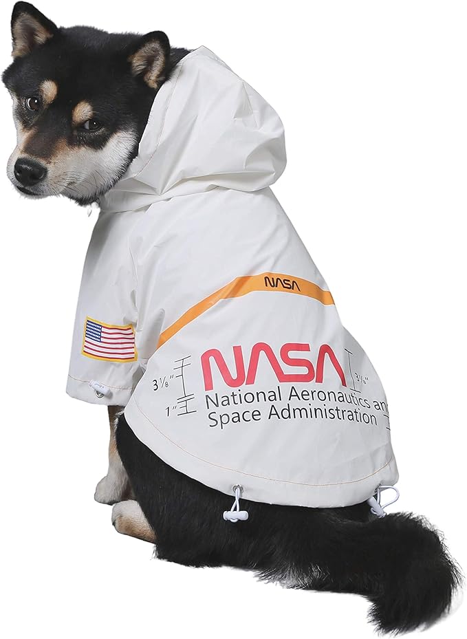 ChoChoCho NASA Raincoats, Reflective Rain Jacket Water Proof, Dog Costume, Cat & Puppy Stylish Streetwear Outfit (White, 2XL)