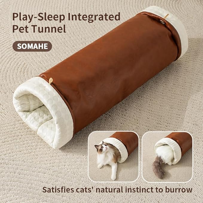 Cat Beds for Indoor Cats Dog Bed for Small Dogs 5 in 1 Function - Leather Mats Bed Cave Pillow Pad for Puppy & Kitten Four-Season 27.5 * 35.4inch Black