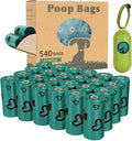 Dog Poop Bag Rolls - 540 Count Dog Waste Bags with Dispenser, Extra Thick Strong Leak proof Poop Bags for Dogs Doggy | Scented Dark Green