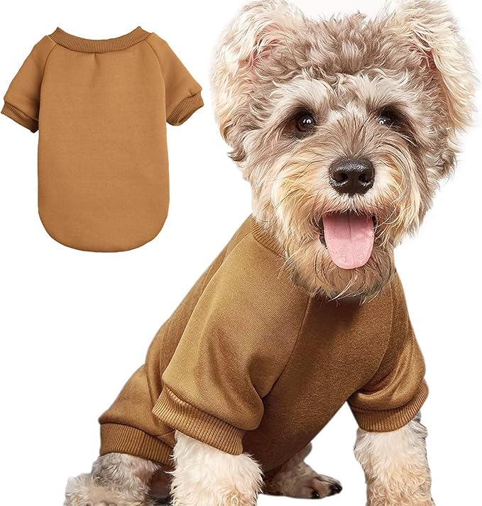 Puppy Sweater for Small Dogs Clothes Warm Winter Cat Clothe Pet Sweatshirt Knitwear Doggie Kitten Clothing, Coffee, Medium