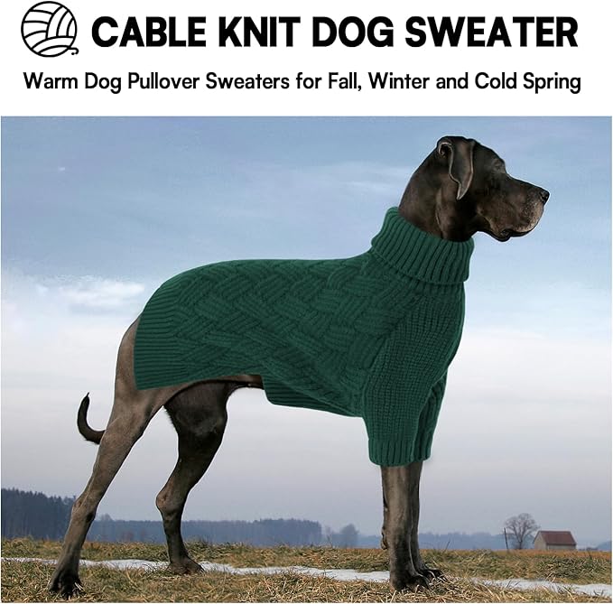 KOESON XS Dog Sweater Girl and Boy, Warm Extra Small Dog Sweater, Soft Turtleneck Doggy Sweaters with Sleeves, Thick Green Christmas Sweaters for Chihuahua, Yorkie, Green, XSmall