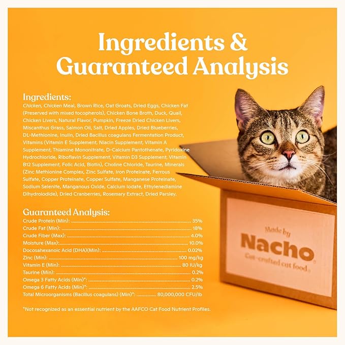 Made by Nacho Dry Cat Kibble 4lb Bag, High Protein Premium Cat Food with Freeze Dried Pieces, Cage-Free Chicken & Duck, Limited Ingredients, Single Bag