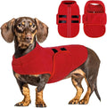 Queenmore Medium Dog Sweaters, Soft Fleece Vest Pullover Dog Jacket with Leash Hole, Warm Winter Dog Clothes Cold Weather Doggy Dachshund Sweater for Medium Dogs Cats Boy or Girl (Red,M)