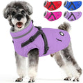 Dogcheer Dog Coat with Harness, Waterproof Dog Jacket, Reflective Puppy Winter Jacket with Pocket, Doggy Turtleneck Fleece Vest for Small Medium Large Dogs - Taro Purple, XS
