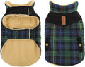 Queenmore Dog Winter Coat Warm Dog Jacket for Cold Weather, Quilting Puffer Plaid Coats for Small/Medium Dogs Waterproof,Girl/Boy Pet Christmas Coat,Pet Snowsuit with Leash Hole/Fleece Padding, L