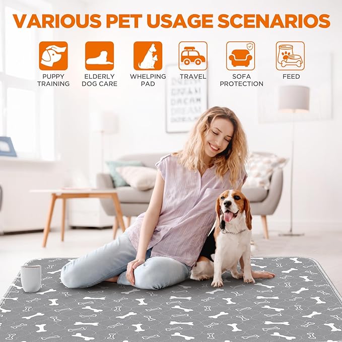 Washable Pee Pads for Dogs, 2 Pack Dog Pee Pads Washable, Waterproof Puppy Pads Mat Reusable Fast Absorbent Dog Potty Training Pads, Whelping Pads for Playpen Crate - 24”x24”