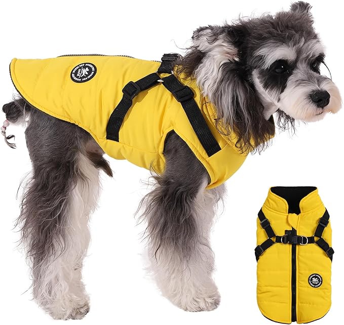 Norbi Dog Winter Coat With Built-in Harness - Adjustable Warm Jacket for Small, Medium, Large Dogs in Cold Weather