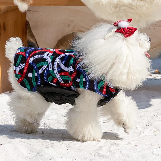 CuteBone Winter Dog Coat Waterproof Windproof Jacket Reversible Vest Thick Adjustable Dog Cold Weather Coat Soft with Leash Hole