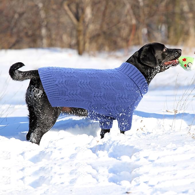 ASENKU XXXXL Dog Sweaters for Large Dog Girls Boys, Pullover Turtleneck Knitted Big Doggie Sweatershirt for Female Male, Doberman Great Dane Sweater for Extra-Large Breed Dogs, Blue 4XL