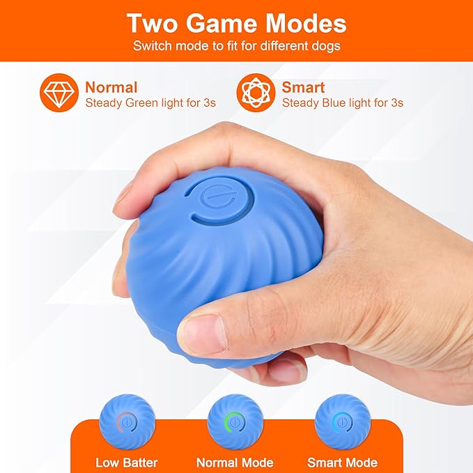 NEOALLYPETS Smart Interactive Dog Toy Ball, Active Rolling Wicked Ball with Automatic Bouncing and Rotating for Puppy/Small Dogs Durable, Chewable, USB Recharger and Fun Gift Toy to Dog (Large)