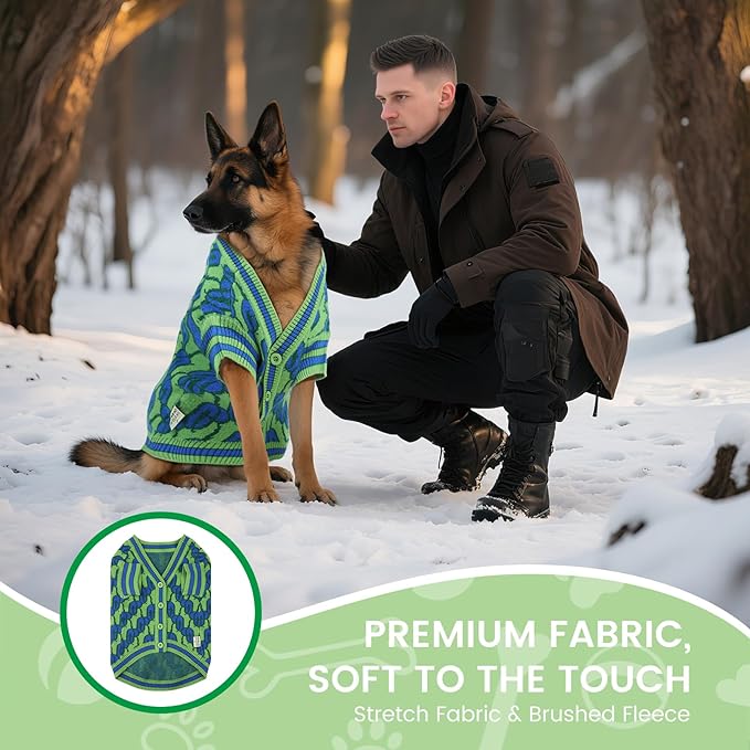 Pet Sweaters for Dogs Boys and Girls, Dynamic Letter Patterned Dog Sweater,Dog Cardigan,Pet Clothes,Pet Knitted Clothing,Fit for Different Seasons and Kinds of Dogs(Green S)