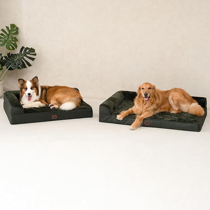 EHEYCIGA Memory Foam Dog Bed XLarge Sized Dogs, Extra Large Dog Bed Orthopedic with Washable Removable Cover, Waterproof XL Pet Bed Couch, 44x33x6 Inches, Dark Green