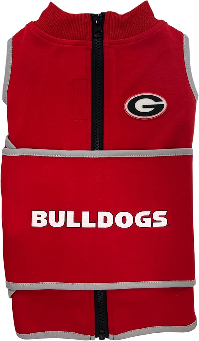 NCAA Georgia Bulldogs Dog Anxiety Calming Shirt Soothing Vest, for Dogs/Cats with Anxiety, Fears, Fireworks, Loud Noises, Dark, Lonely Keeps Dogs Calm & Feeling Safe, Relaxing Jacket, Large